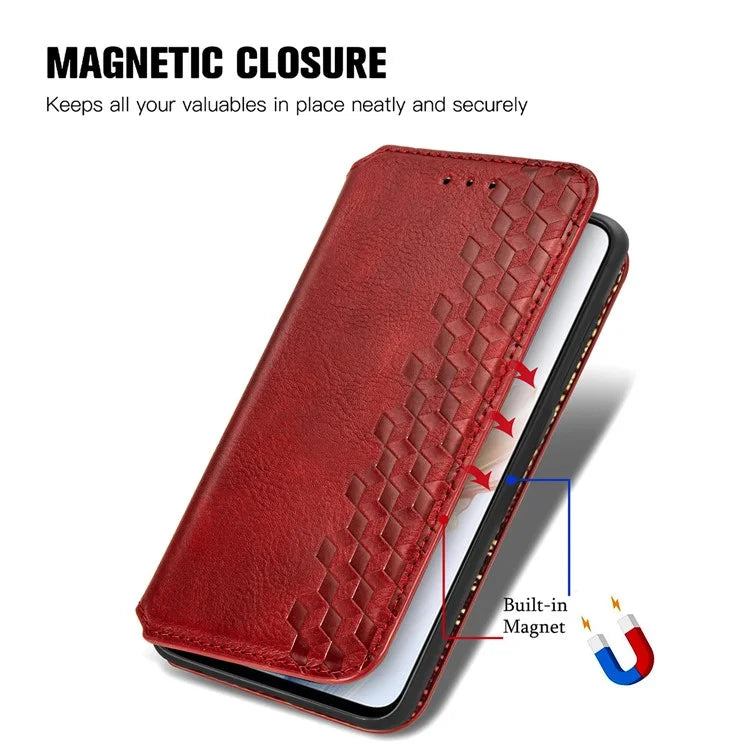 For Oppo A79 5G / A2 5G Magnetic Case Wallet Leather Phone Cover with Rhombus Pattern