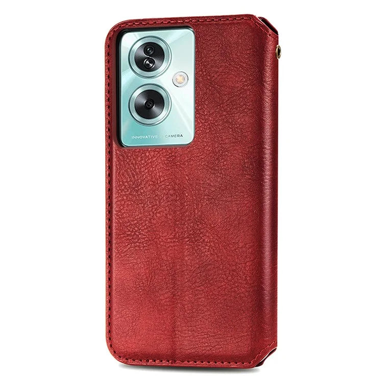For Oppo A79 5G / A2 5G Magnetic Case Wallet Leather Phone Cover with Rhombus Pattern