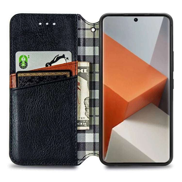 For Xiaomi Redmi Note 13 Pro+ 5G Cover Rhombus Imprinted Leather Phone Case