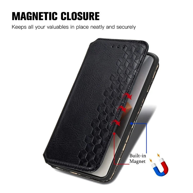 For Xiaomi Redmi Note 13 Pro+ 5G Cover Rhombus Imprinted Leather Phone Case