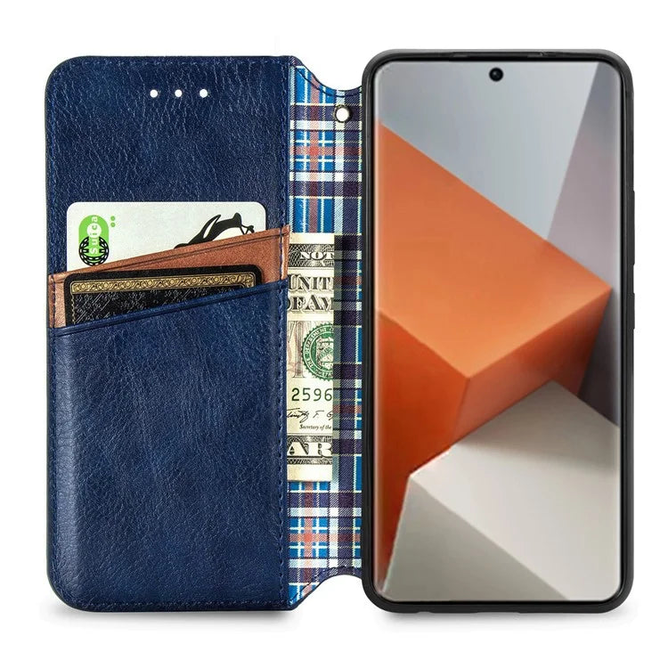 For Xiaomi Redmi Note 13 Pro+ 5G Cover Rhombus Imprinted Leather Phone Case