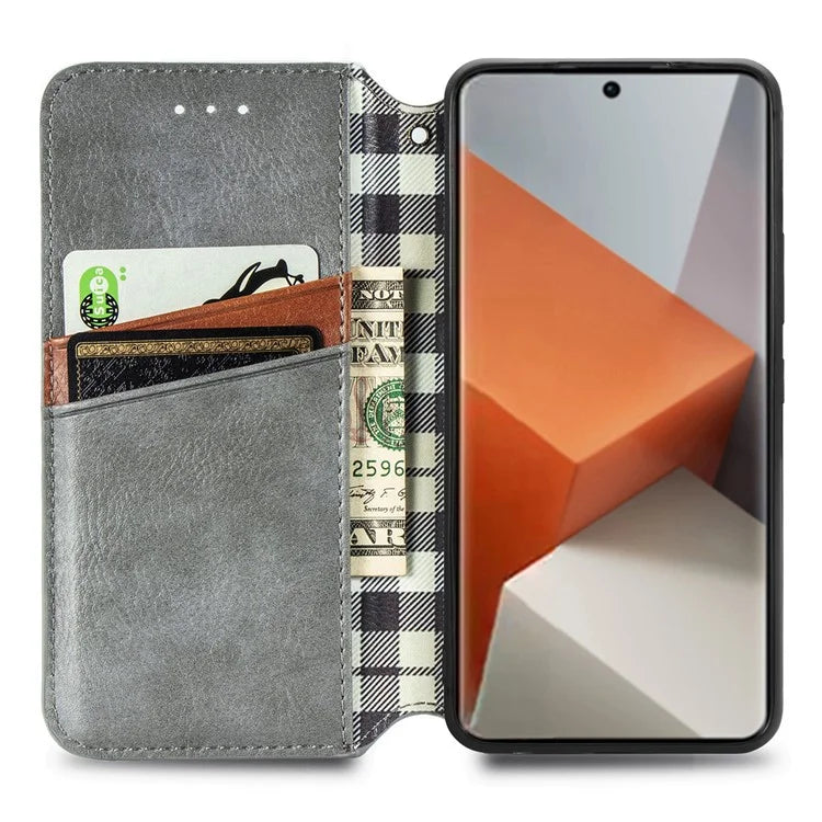 For Xiaomi Redmi Note 13 Pro+ 5G Cover Rhombus Imprinted Leather Phone Case