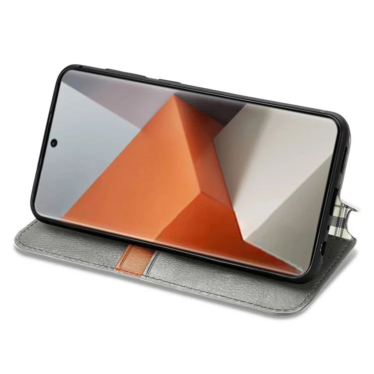 For Xiaomi Redmi Note 13 Pro+ 5G Cover Rhombus Imprinted Leather Phone Case