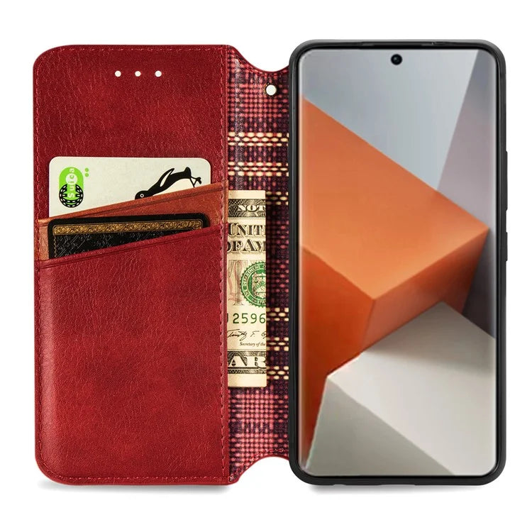 For Xiaomi Redmi Note 13 Pro+ 5G Cover Rhombus Imprinted Leather Phone Case