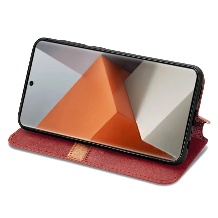 For Xiaomi Redmi Note 13 Pro+ 5G Cover Rhombus Imprinted Leather Phone Case