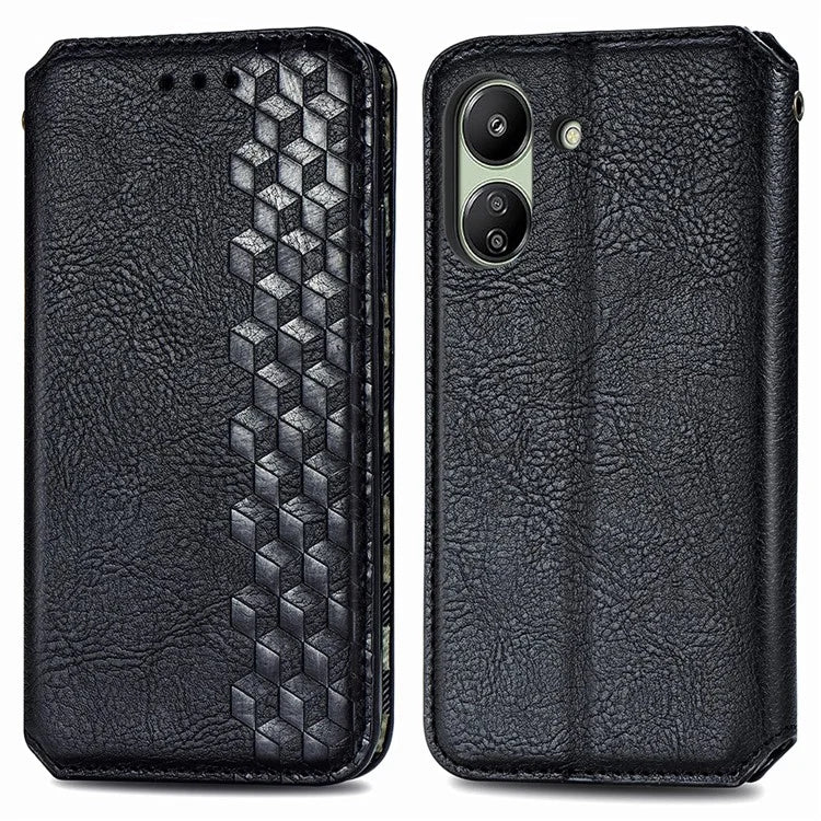 For Xiaomi Redmi 13C 4G / Poco C65 4G Case Drop-proof Rhombus Pattern Wallet Phone Cover
