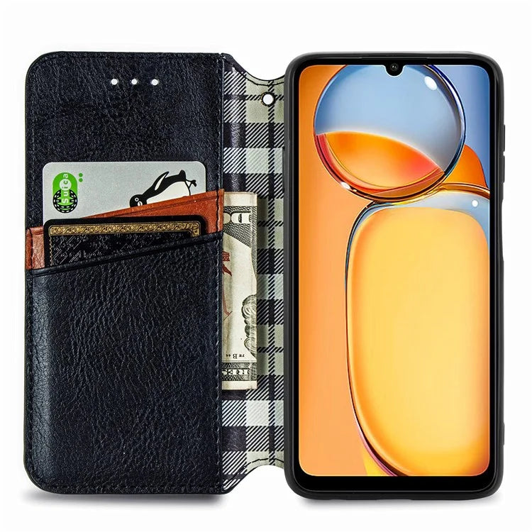 For Xiaomi Redmi 13C 4G / Poco C65 4G Case Drop-proof Rhombus Pattern Wallet Phone Cover