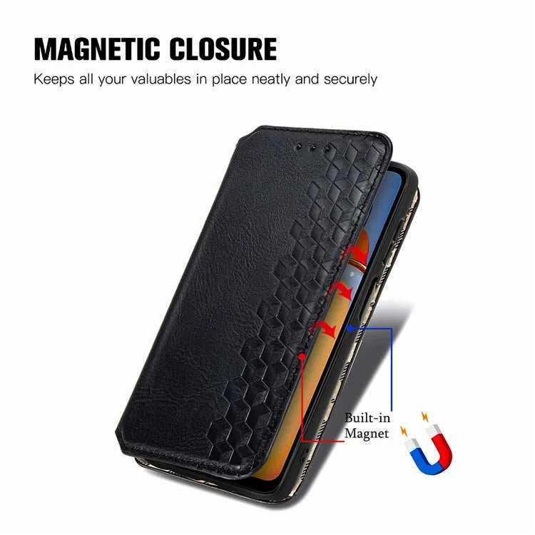 For Xiaomi Redmi 13C 4G / Poco C65 4G Case Drop-proof Rhombus Pattern Wallet Phone Cover