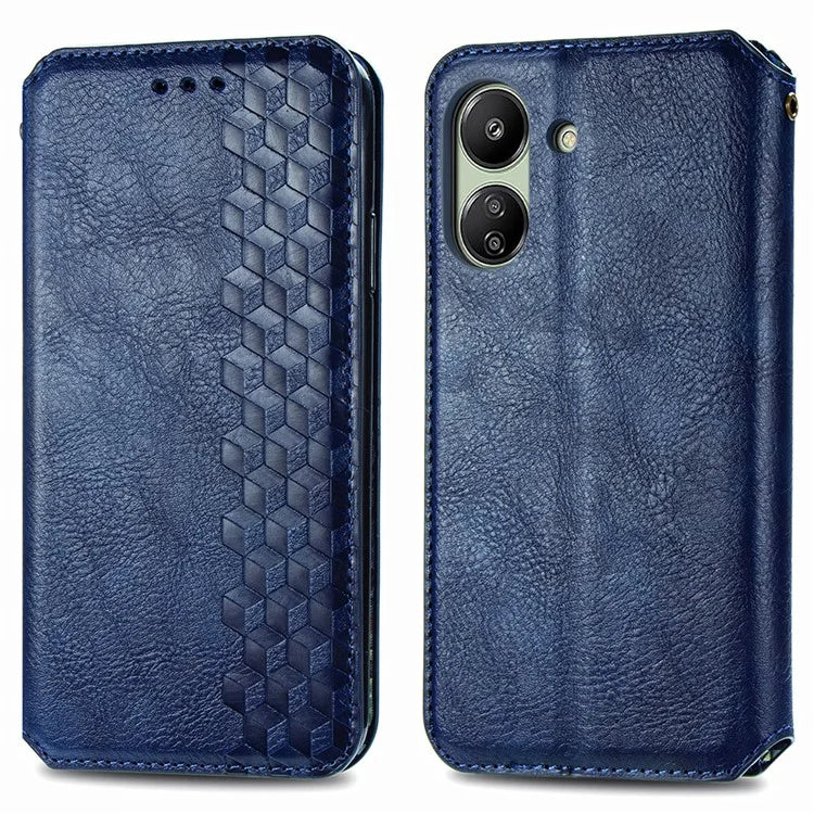 For Xiaomi Redmi 13C 4G / Poco C65 4G Case Drop-proof Rhombus Pattern Wallet Phone Cover