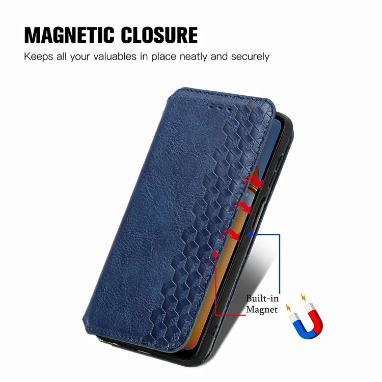 For Xiaomi Redmi 13C 4G / Poco C65 4G Case Drop-proof Rhombus Pattern Wallet Phone Cover