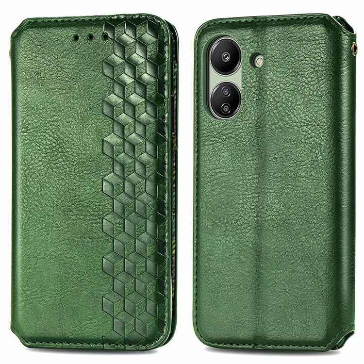 For Xiaomi Redmi 13C 4G / Poco C65 4G Case Drop-proof Rhombus Pattern Wallet Phone Cover