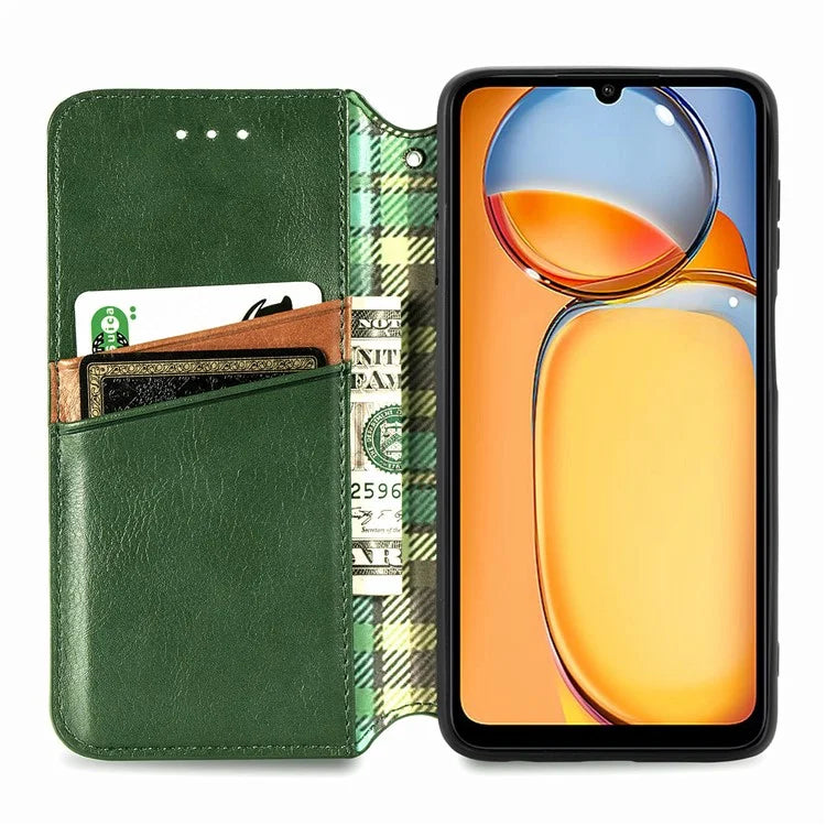 For Xiaomi Redmi 13C 4G / Poco C65 4G Case Drop-proof Rhombus Pattern Wallet Phone Cover