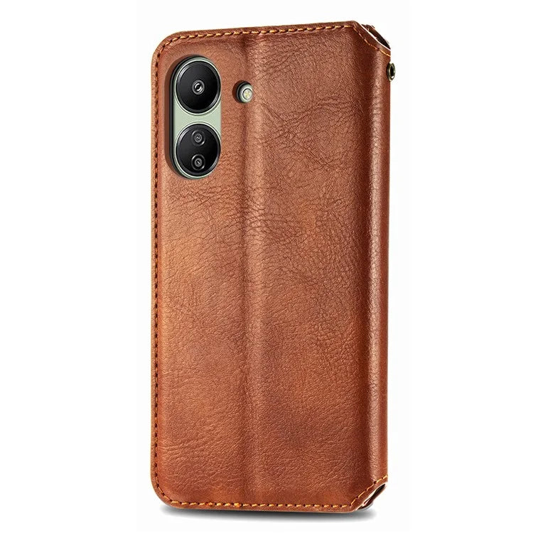 For Xiaomi Redmi 13C 4G / Poco C65 4G Case Drop-proof Rhombus Pattern Wallet Phone Cover