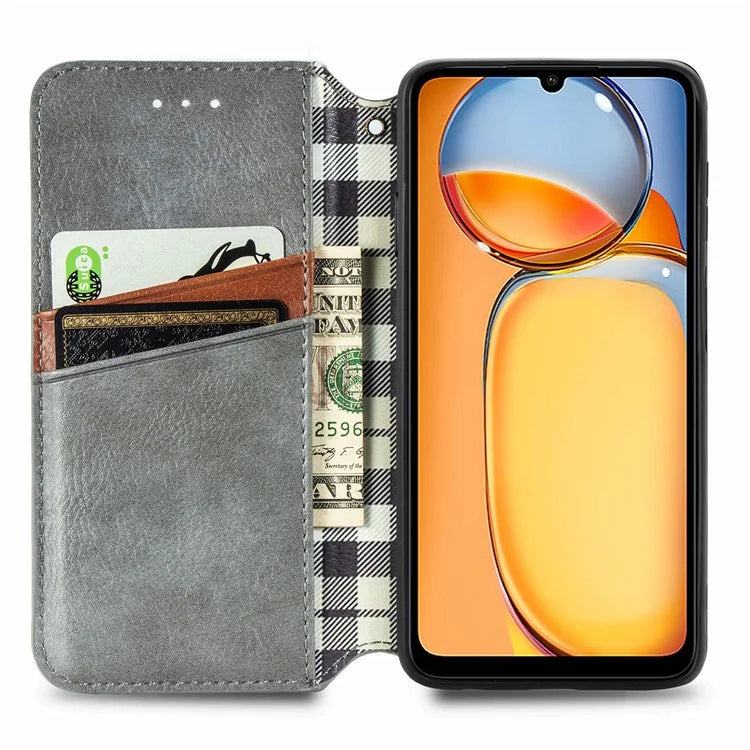 For Xiaomi Redmi 13C 4G / Poco C65 4G Case Drop-proof Rhombus Pattern Wallet Phone Cover