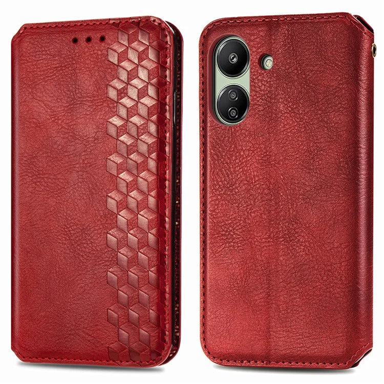 For Xiaomi Redmi 13C 4G / Poco C65 4G Case Drop-proof Rhombus Pattern Wallet Phone Cover