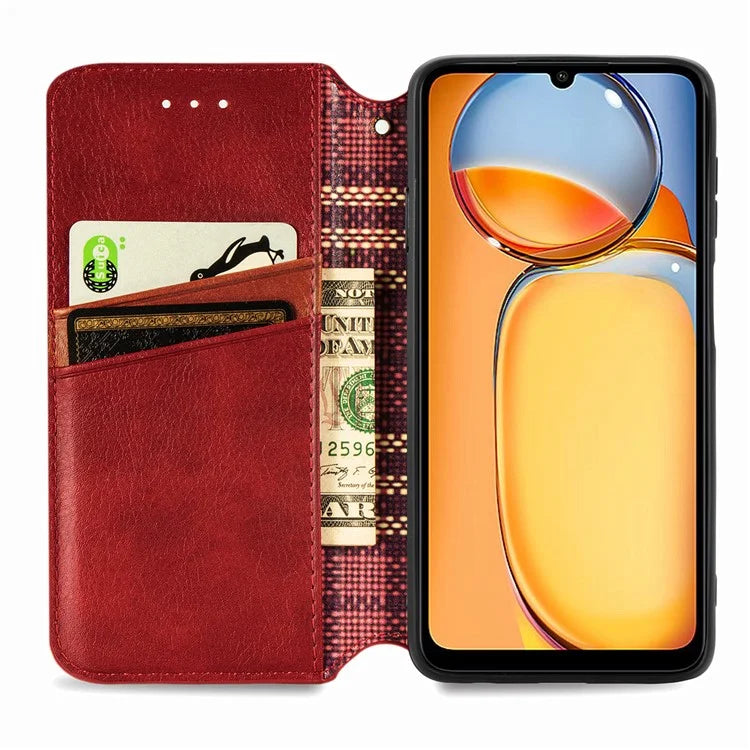 For Xiaomi Redmi 13C 4G / Poco C65 4G Case Drop-proof Rhombus Pattern Wallet Phone Cover