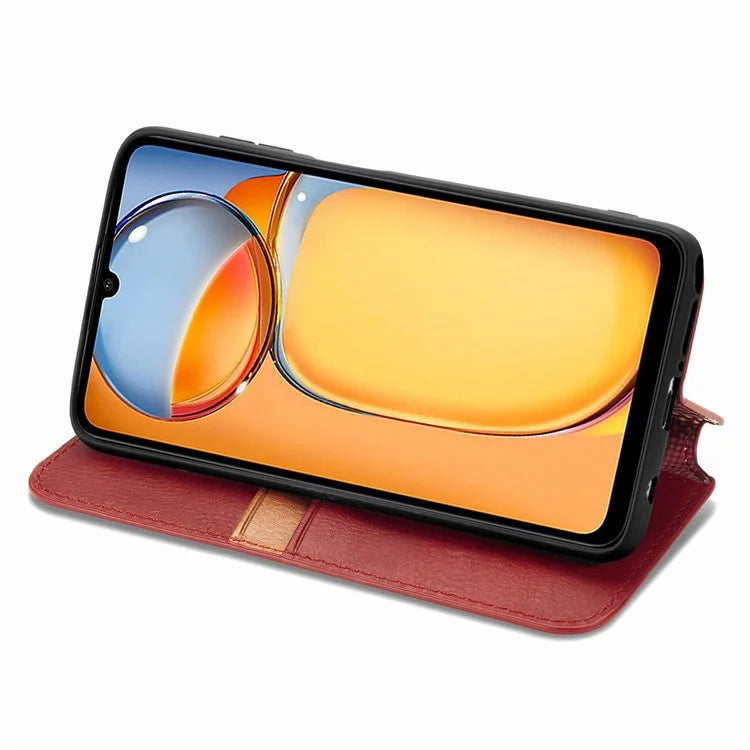 For Xiaomi Redmi 13C 4G / Poco C65 4G Case Drop-proof Rhombus Pattern Wallet Phone Cover