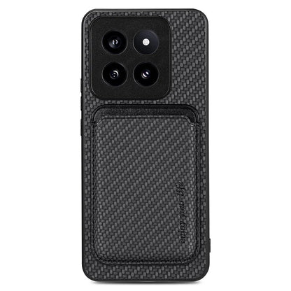 For Xiaomi 14 Pro Cell Phone Case Carbon Fiber Detachable Magnetic Card Holder Cover