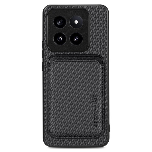 For Xiaomi 14 Pro Cell Phone Case Carbon Fiber Detachable Magnetic Card Holder Cover