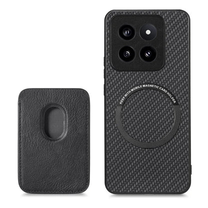 For Xiaomi 14 Pro Cell Phone Case Carbon Fiber Detachable Magnetic Card Holder Cover