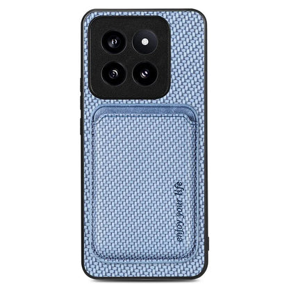 For Xiaomi 14 Pro Cell Phone Case Carbon Fiber Detachable Magnetic Card Holder Cover