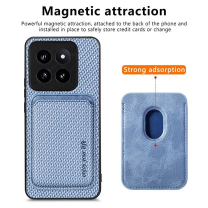 For Xiaomi 14 Pro Cell Phone Case Carbon Fiber Detachable Magnetic Card Holder Cover