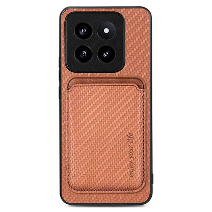 For Xiaomi 14 Pro Cell Phone Case Carbon Fiber Detachable Magnetic Card Holder Cover