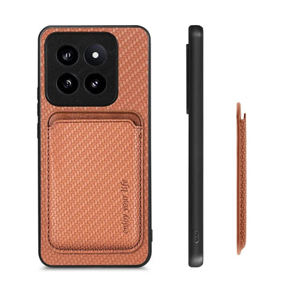 For Xiaomi 14 Pro Cell Phone Case Carbon Fiber Detachable Magnetic Card Holder Cover