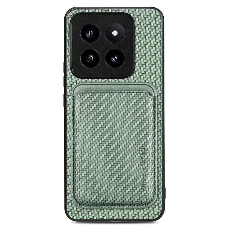 For Xiaomi 14 Pro Cell Phone Case Carbon Fiber Detachable Magnetic Card Holder Cover