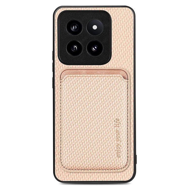 For Xiaomi 14 Pro Cell Phone Case Carbon Fiber Detachable Magnetic Card Holder Cover