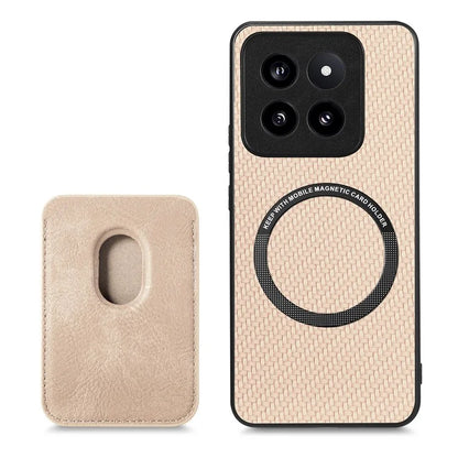 For Xiaomi 14 Pro Cell Phone Case Carbon Fiber Detachable Magnetic Card Holder Cover