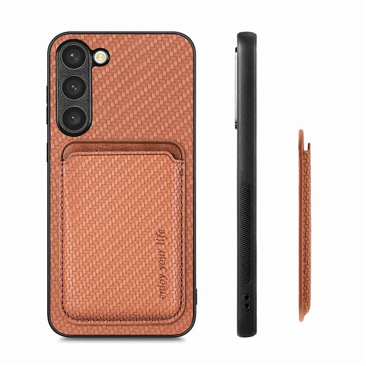 For Samsung Galaxy S23 Case Anti-fall PU+PC+TPU Shell with Magnetic Card Slots