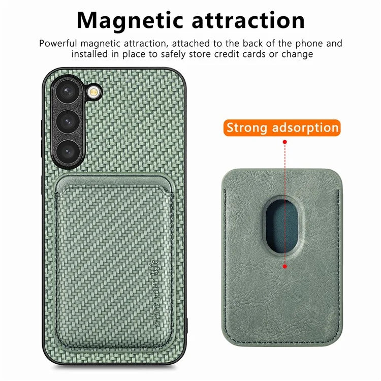 For Samsung Galaxy S23 Case Anti-fall PU+PC+TPU Shell with Magnetic Card Slots