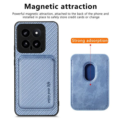 For Xiaomi 14 Case PU+PC+TPU Magnetic Detachable Card Holder Phone Back Cover