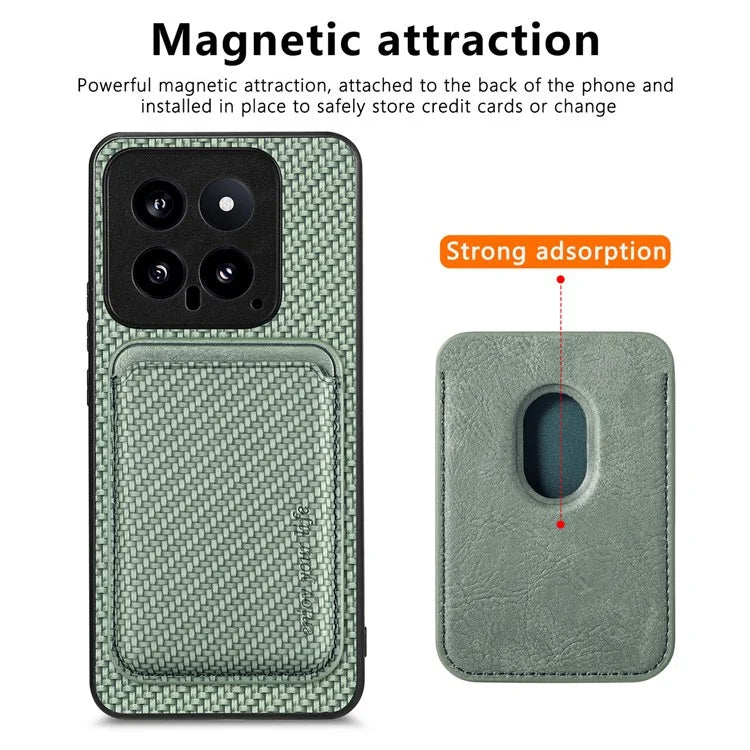 For Xiaomi 14 Case PU+PC+TPU Magnetic Detachable Card Holder Phone Back Cover