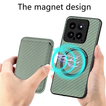 For Xiaomi 14 Case PU+PC+TPU Magnetic Detachable Card Holder Phone Back Cover