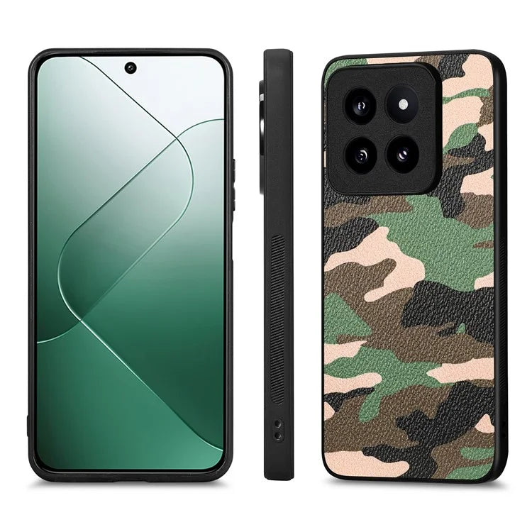 For Xiaomi 14 Pro Cell Phone Case PU Leather Coated PC+TPU Precise Cutout Cover