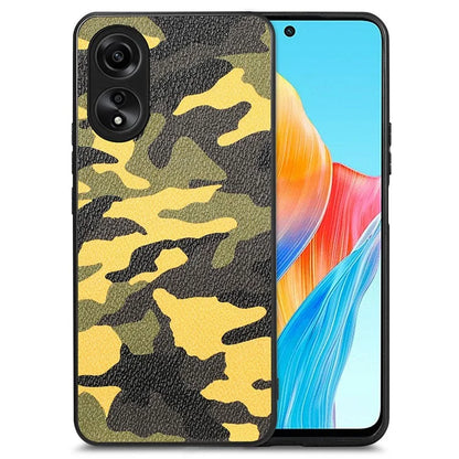 For Oppo A58 4G Case PU Leather Coated PC+TPU Back Shell with Precise Lens Cutout