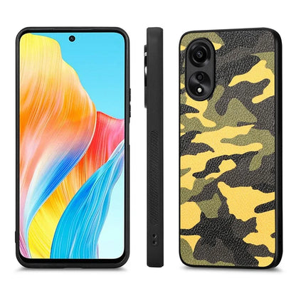 For Oppo A58 4G Case PU Leather Coated PC+TPU Back Shell with Precise Lens Cutout