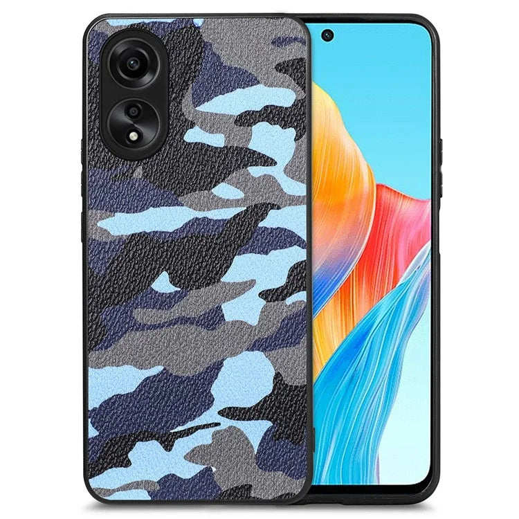For Oppo A58 4G Case PU Leather Coated PC+TPU Back Shell with Precise Lens Cutout