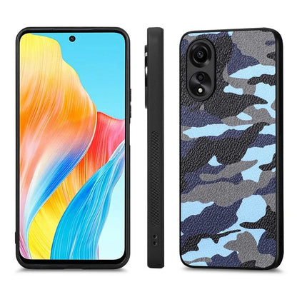 For Oppo A58 4G Case PU Leather Coated PC+TPU Back Shell with Precise Lens Cutout