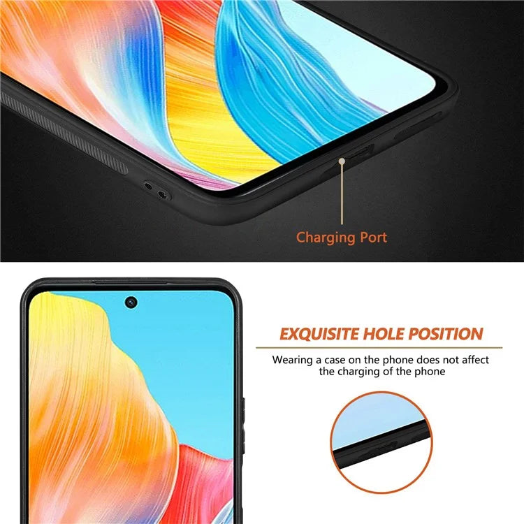 For Oppo A58 4G Case PU Leather Coated PC+TPU Back Shell with Precise Lens Cutout