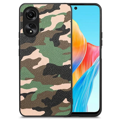 For Oppo A58 4G Case PU Leather Coated PC+TPU Back Shell with Precise Lens Cutout