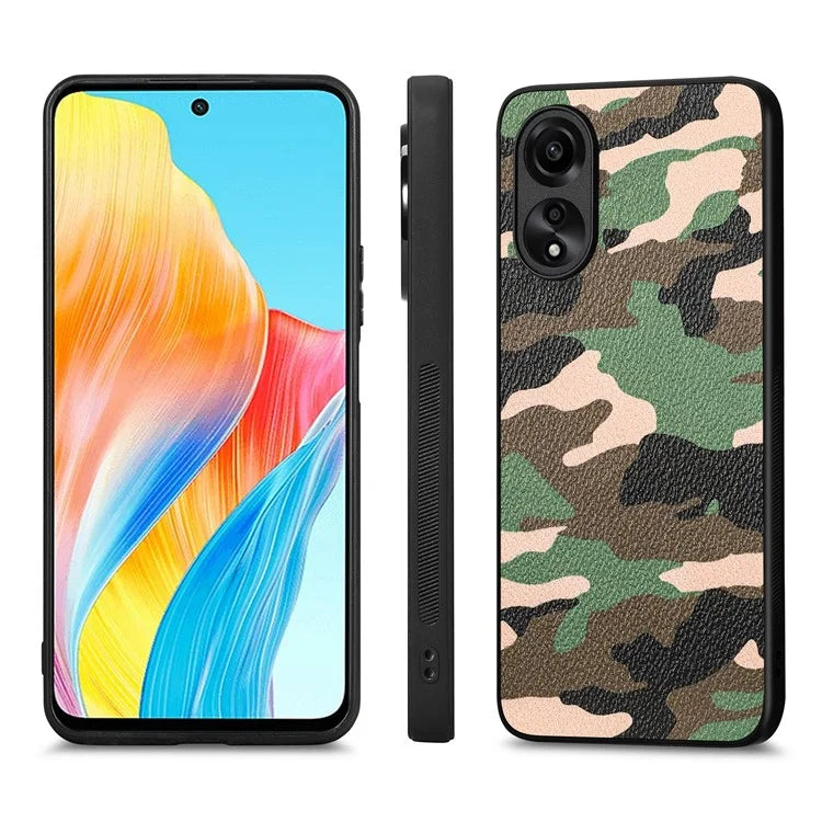 For Oppo A58 4G Case PU Leather Coated PC+TPU Back Shell with Precise Lens Cutout