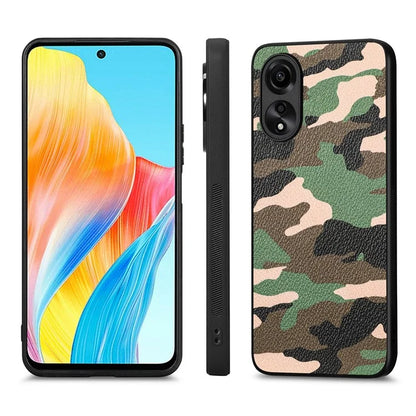 For Oppo A58 4G Case PU Leather Coated PC+TPU Back Shell with Precise Lens Cutout