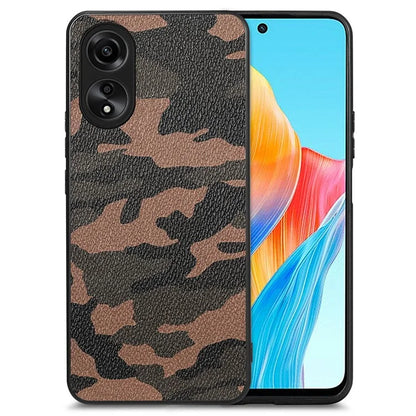 For Oppo A58 4G Case PU Leather Coated PC+TPU Back Shell with Precise Lens Cutout
