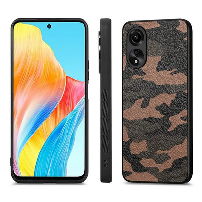 For Oppo A58 4G Case PU Leather Coated PC+TPU Back Shell with Precise Lens Cutout