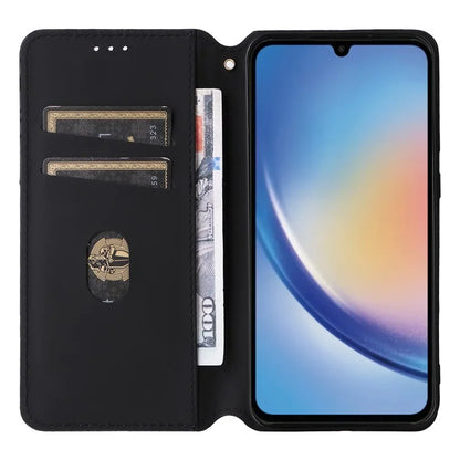 For Samsung Galaxy A35 5G Phone Wallet Leather Case Rhombus Imprinted