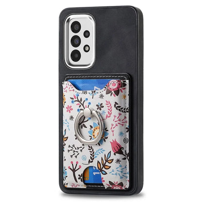 E4 for Samsung Galaxy A53 5G Ring Kickstand Case Pattern Card Slot Phone Cover