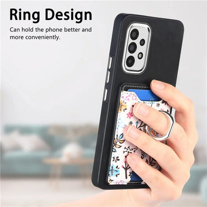 E4 for Samsung Galaxy A53 5G Ring Kickstand Case Pattern Card Slot Phone Cover